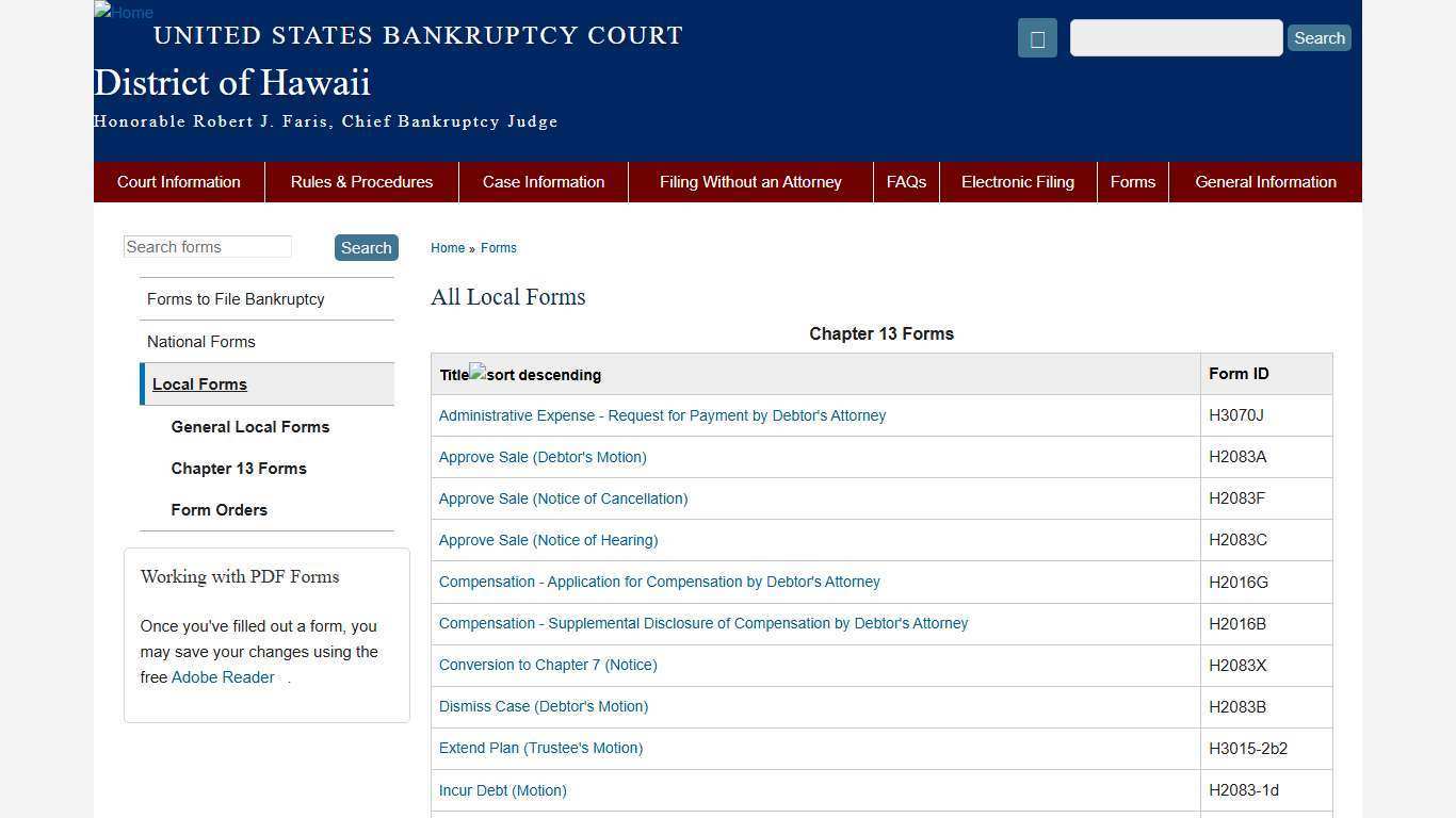 All Local Forms | District of Hawaii | United States Bankruptcy Court